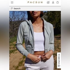 Brandy Melville John Galt Pale Green Zip-Up Hoodie